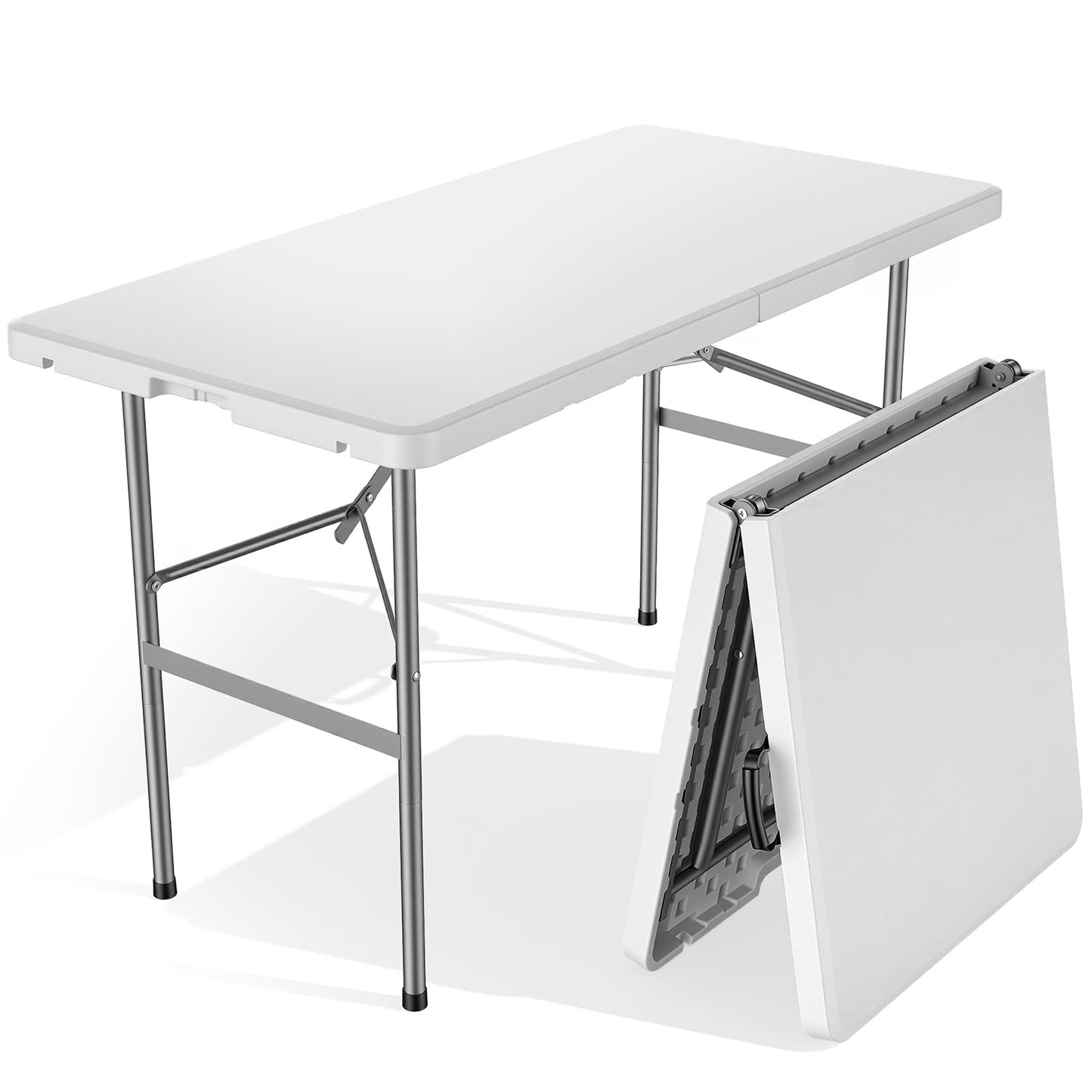 Sweetcrispy 4 FT Folding Picnic Table with Carrying Handle