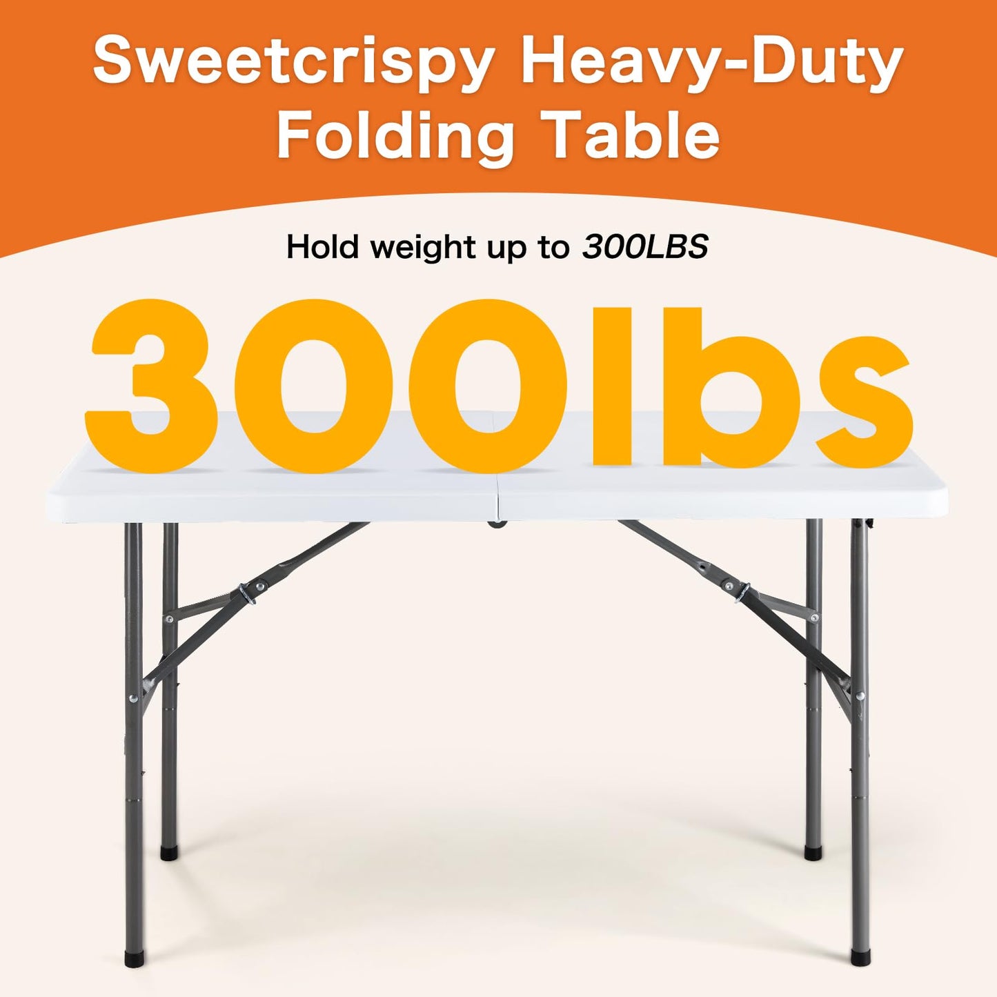 Sweetcrispy 4 FT Folding Picnic Table with Carrying Handle