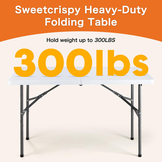 Sweetcrispy 4 FT Folding Picnic Table with Carrying Handle