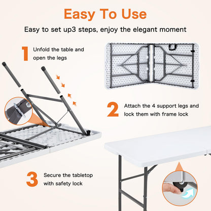 Sweetcrispy 4 FT Folding Picnic Table with Carrying Handle