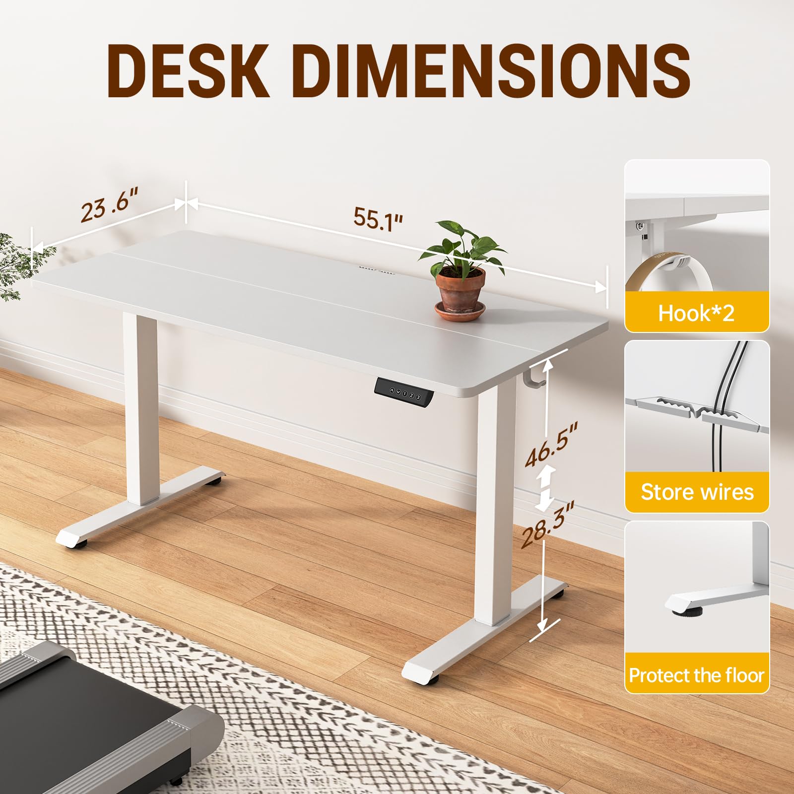 Veken 55 Inch Large Electric Standing Desk