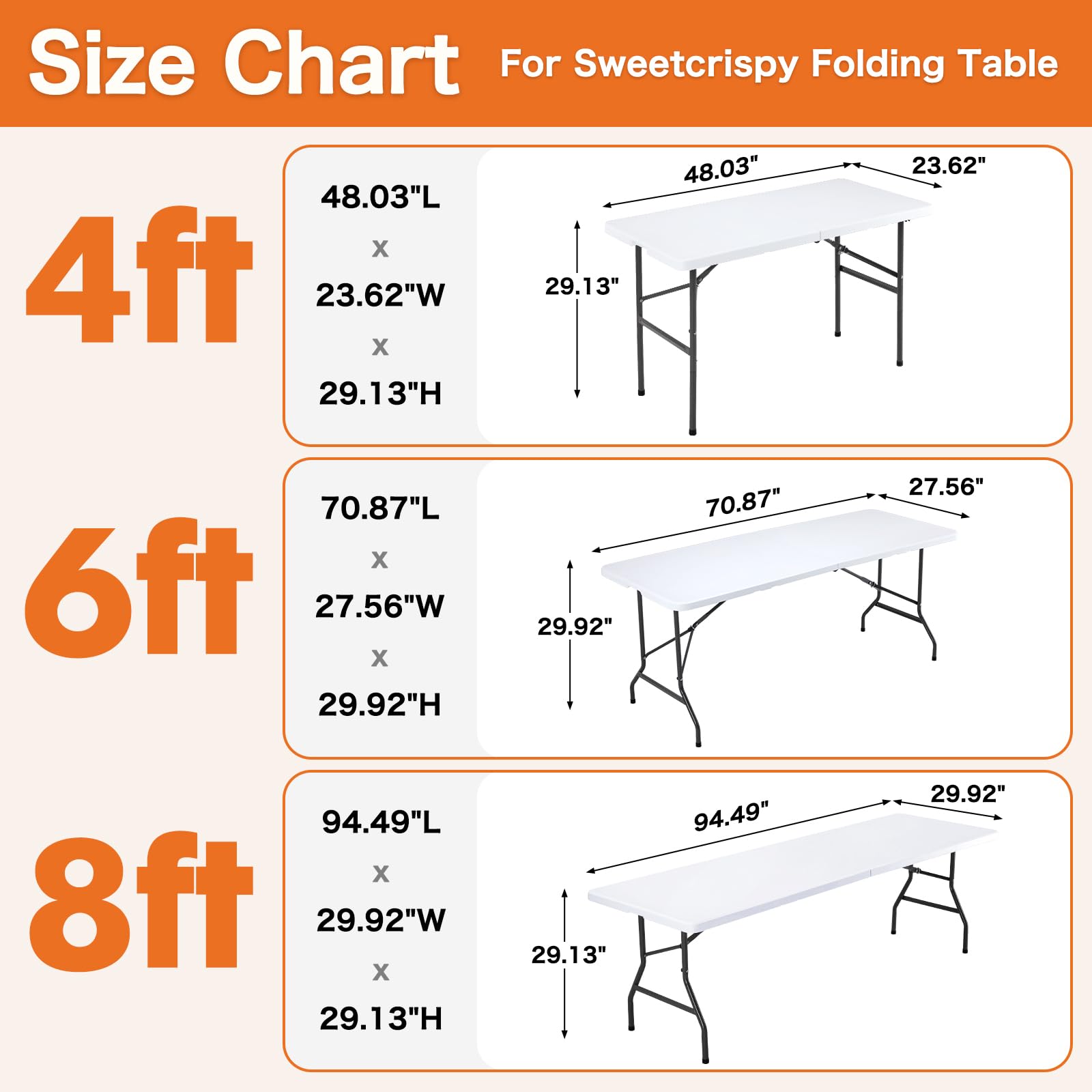 Sweetcrispy 4 FT Folding Picnic Table with Carrying Handle