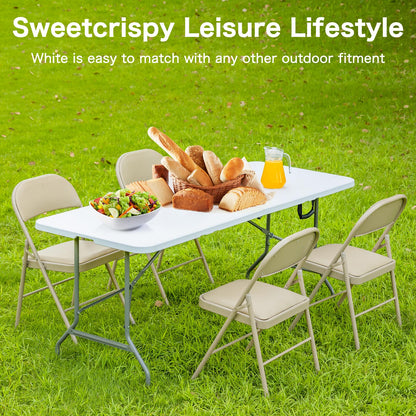 Sweetcrispy 4 FT Folding Picnic Table with Carrying Handle