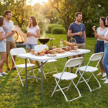 Sweetcrispy 4 FT Folding Picnic Table with Carrying Handle